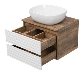 Подвесная тумба под раковину Brevita Dakota DAK-09060-19/01-2Я 60см дуб Галифакс олово/белый